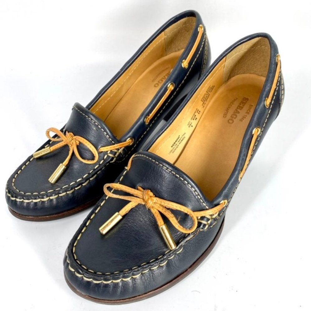 Sebago Lisbon Tie Heel Pump Navy Blue